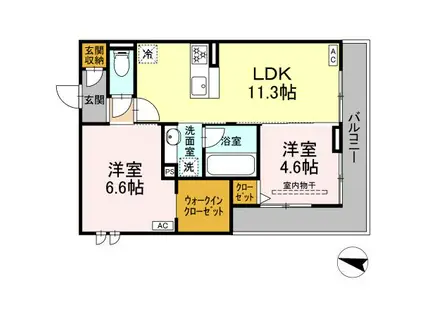 D-ROOM長泉町下土狩ⅡPJ(2LDK/3階)の間取り写真
