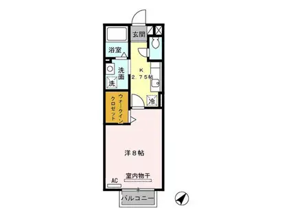 クレールアヴニールB(1K/2階)の間取り写真