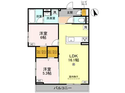 ファブール東羽衣(2LDK/2階)の間取り写真