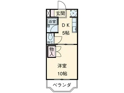 ハイライズ細島Ⅱ(1DK/4階)の間取り写真