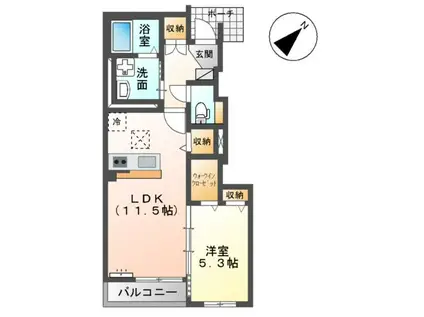 市原市八幡アパート(1LDK/1階)の間取り写真