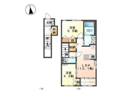 カサブランカ(2LDK/2階)の間取り写真