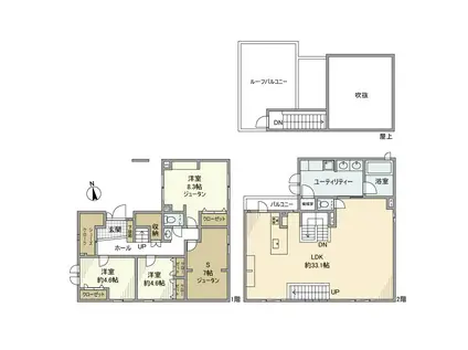 小田急電鉄小田原線 千歳船橋駅 徒歩5分 2階建 築7年(3SLDK)の間取り写真