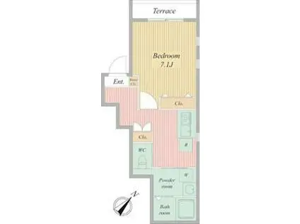 PRENDRE(1K/1階)の間取り写真