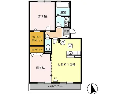 セジュール坪の内(2LDK/1階)の間取り写真