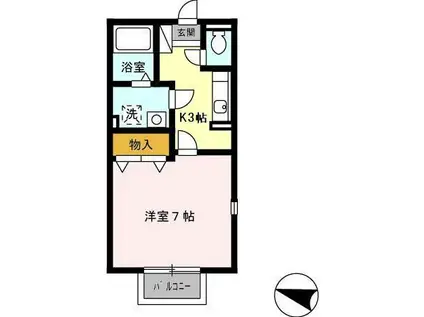 タウン原山台(1K/2階)の間取り写真