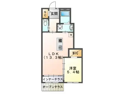 レジデンシア葵(1LDK/1階)の間取り写真