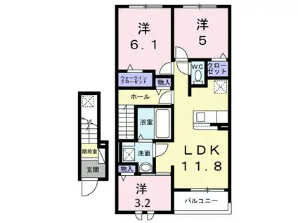 ブラウンヒルズ(2LDK/2階)の間取り写真