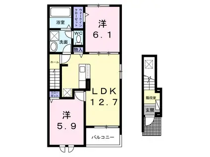 ブラウンヒルズ(2LDK/2階)の間取り写真