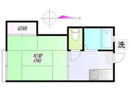 パインハイツⅡ(1K/2階)の間取り写真