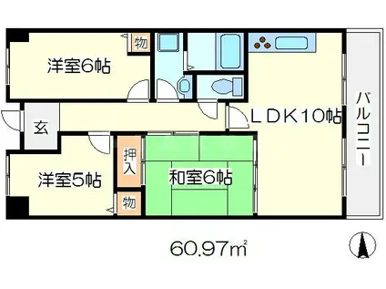 今福グリーンマンション(3LDK/10階)の間取り写真