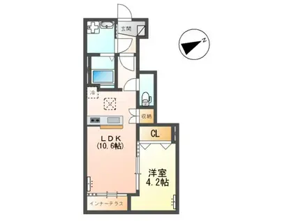 ルフト ヒュッゲ(1LDK/1階)の間取り写真
