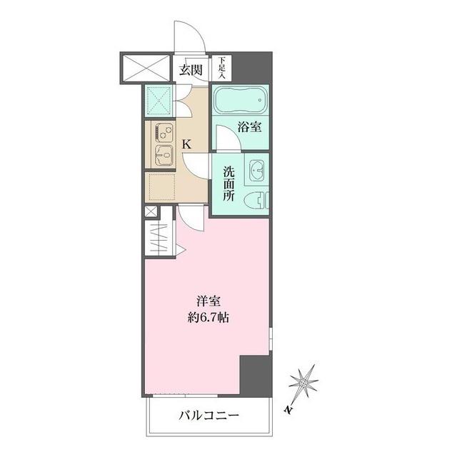 アジールコート品川(1K/7階)の間取り写真