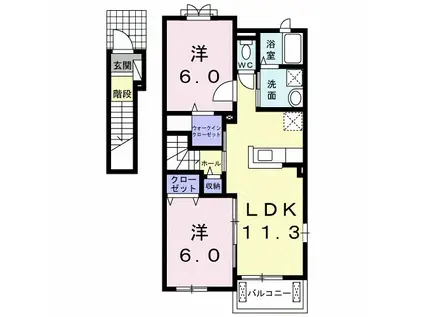 グラン ソレイユ Ⅰ(2LDK/2階)の間取り写真
