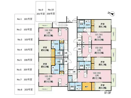MAISON CALMA(1LDK/2階)の間取り写真