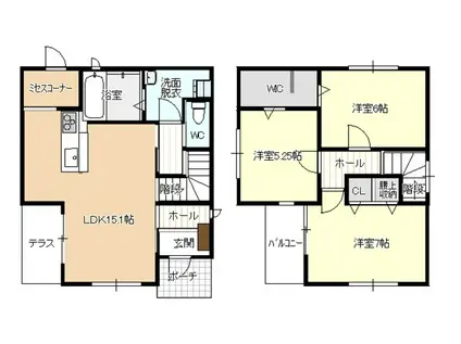 名古屋臨海高速鉄道 中島駅(愛知) 徒歩23分 2階建 築13年(3LDK)の間取り写真