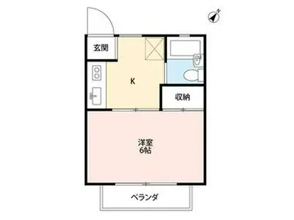 キャステル宮本(1K/1階)の間取り写真