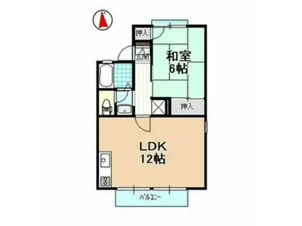 リュミエールA・B(1LDK/2階)の間取り写真