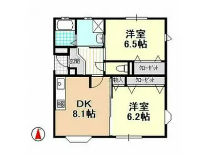 ジェネラス(2DK/1階)の間取り写真