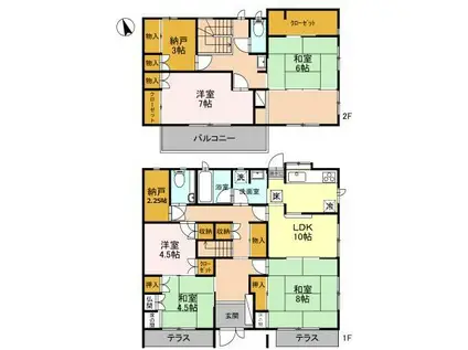 栃木県栃木市 2階建 築30年(6LDK)の間取り写真