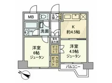 ノア新宿(2K/10階)の間取り写真