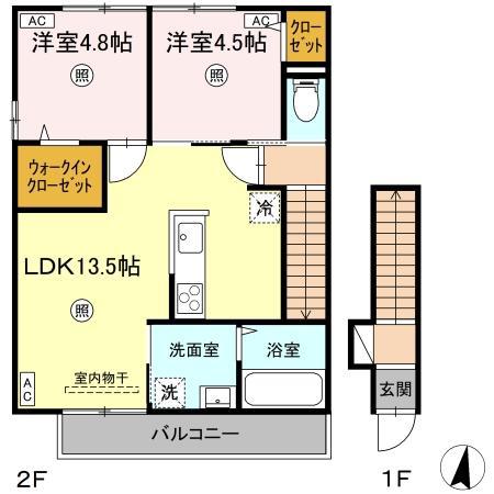 ブリランテ(2LDK/2階)の間取り写真