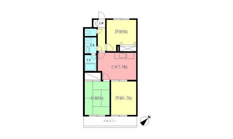 コンフォートソシア(3DK/2階)の間取り写真