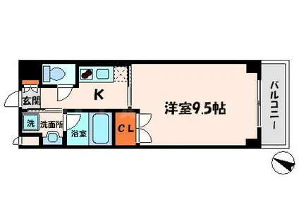 リバティ西三荘(1K/5階)の間取り写真