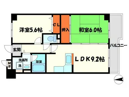 エーデルハイム(2LDK/2階)の間取り写真