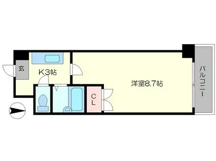 ヴィルメール守口(1K/3階)の間取り写真