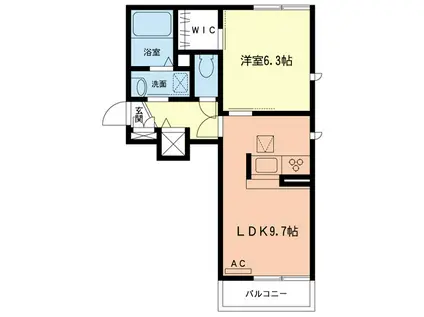 RIVER WIND Ⅰ(1LDK/1階)の間取り写真