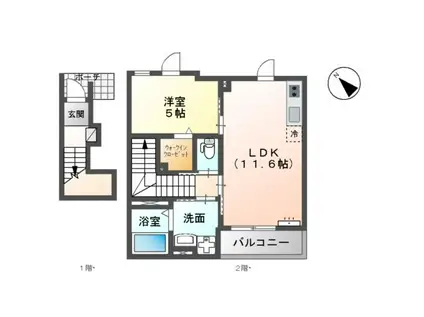 市原市姉崎アパート(1LDK/2階)の間取り写真