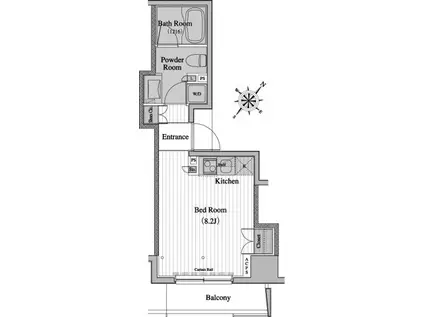 レジディア月島Ⅱ(ワンルーム/6階)の間取り写真