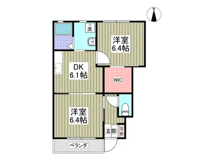 FALKE DOLF B(2DK/1階)の間取り写真