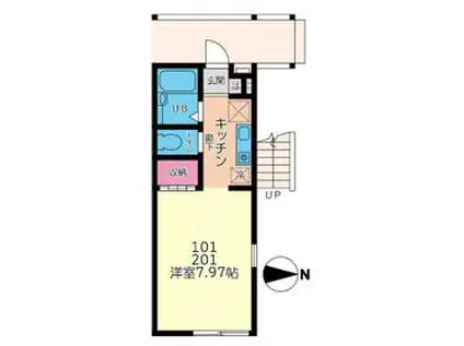 メゾンときわ四街道(1K/1階)の間取り写真