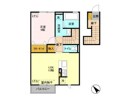 フェリジータ Ⅱ(1LDK/2階)の間取り写真