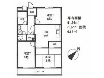 パレ・ドール ソレイユ(3DK/4階)の間取り写真