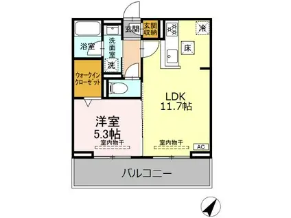 セレーナ東静岡(1LDK/1階)の間取り写真