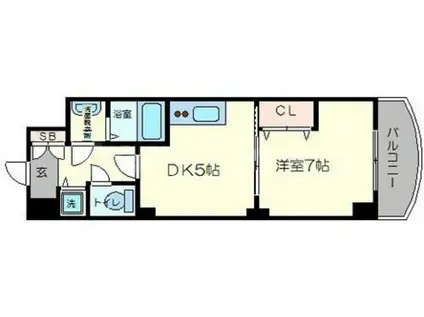 ノルデンタワー天神橋(1DK/17階)の間取り写真