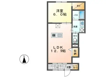 ソルテラス(1LDK/1階)の間取り写真