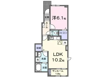 カメリア アオキ(1LDK/1階)の間取り写真