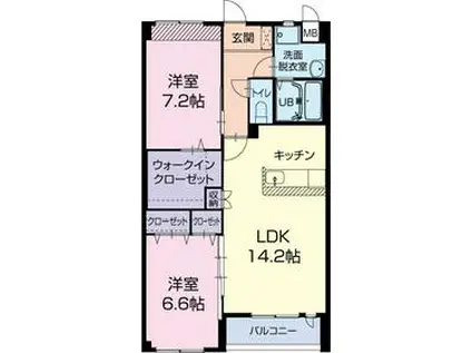 ウイング天草B(2LDK/2階)の間取り写真