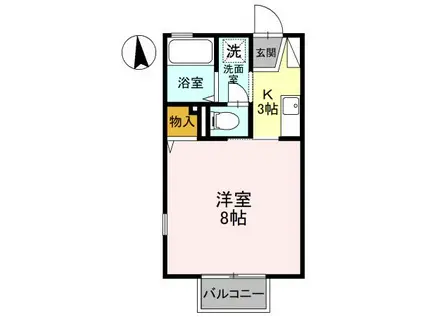 アースアイランドⅢ(1K/2階)の間取り写真