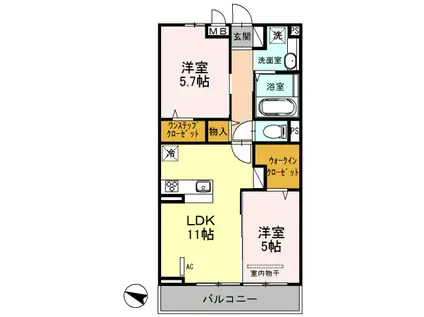 安行藤八DROOMⅡ(2LDK/2階)の間取り写真