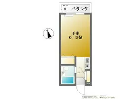 倉林マンション(ワンルーム/3階)の間取り写真