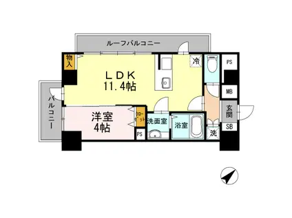 JPNOIE早稲田(1LDK/8階)の間取り写真