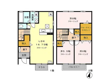 グランドゥールK　B(3LDK)の間取り写真