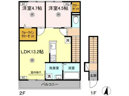 D-ROOM鳥飼1丁目工事(2LDK/2階)の間取り写真