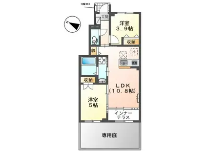 三本木町アパート(2LDK/1階)の間取り写真