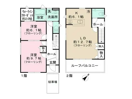 小田急電鉄多摩線 五月台駅 徒歩3分 2階建 築19年(2SLDK)の間取り写真